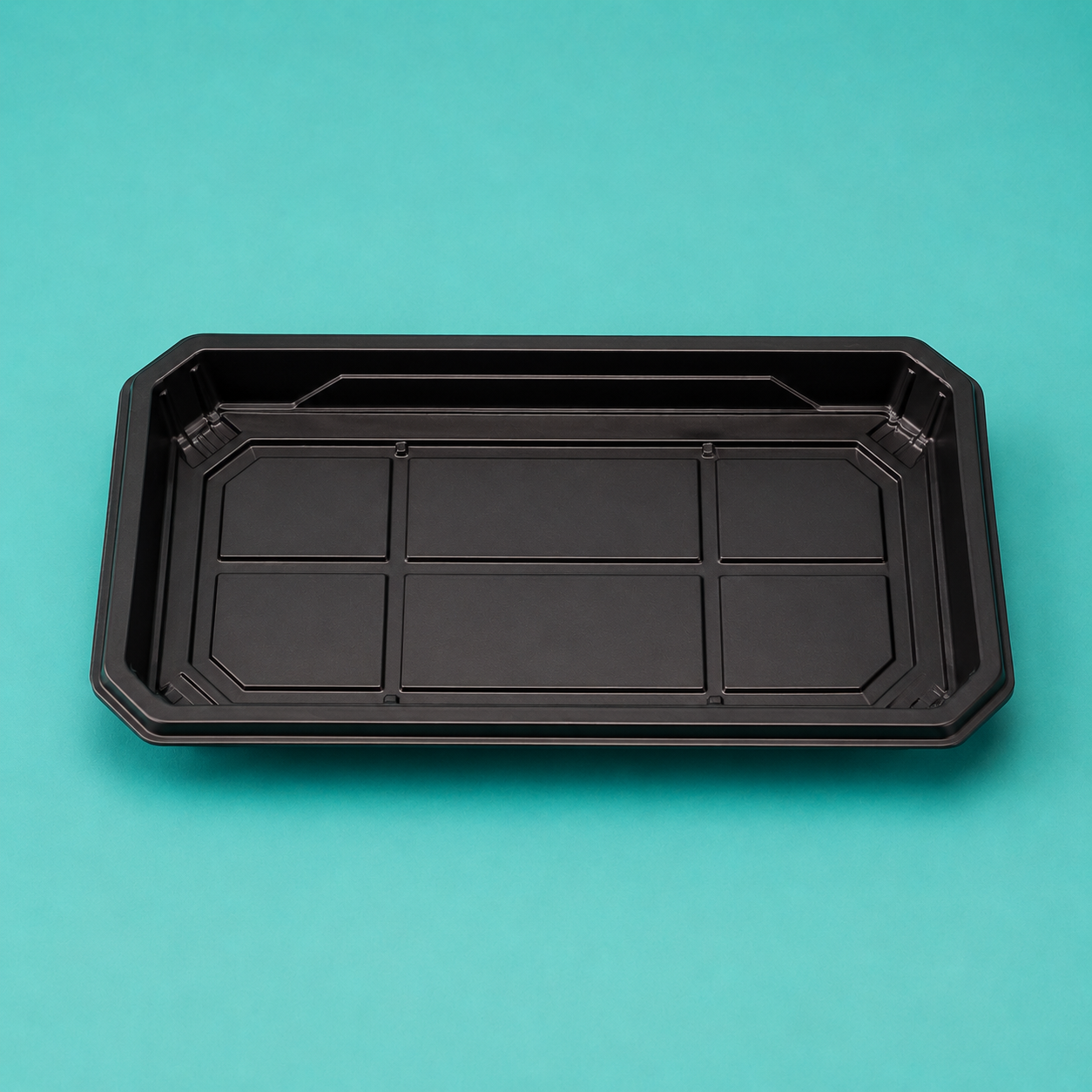 Charola para sushi negra con tapa de PLA
